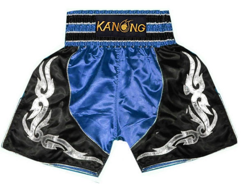Boxing Shorts, Boxing Trunks : KNBSH-202-Blue-Black